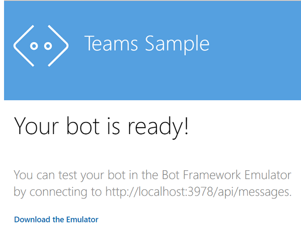 Screenshot of the webpage that displays Your bot is ready.