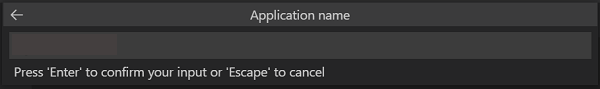 Screenshot showing where to enter the app name.