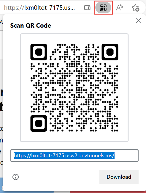 QR 코드 만들기 단추가 강조 표시된 QR 코드