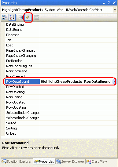 GridView의 RowDataBound 이벤트에 대한 이벤트 처리기 만들기