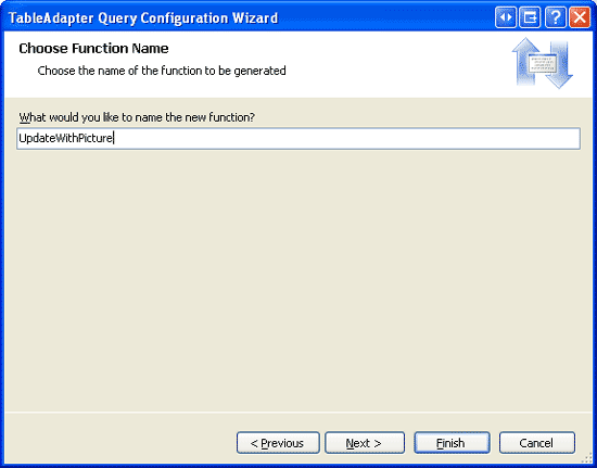 새 TableAdapter 메서드 UpdateWithPicture의 이름을 지정합니다.