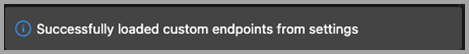 사용자 지정 엔드포인트가 로드되었음을 나타내는 Azure Data Studio를 다시 로드한 후의 스크린샷