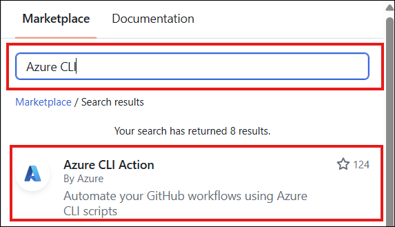 Azure CLI Action 선택