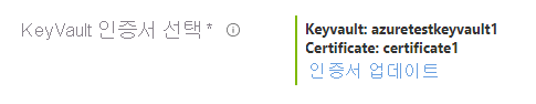 Microsoft.KeyVault.KeyVaultCertificateSelector 선택한 인증서 표시