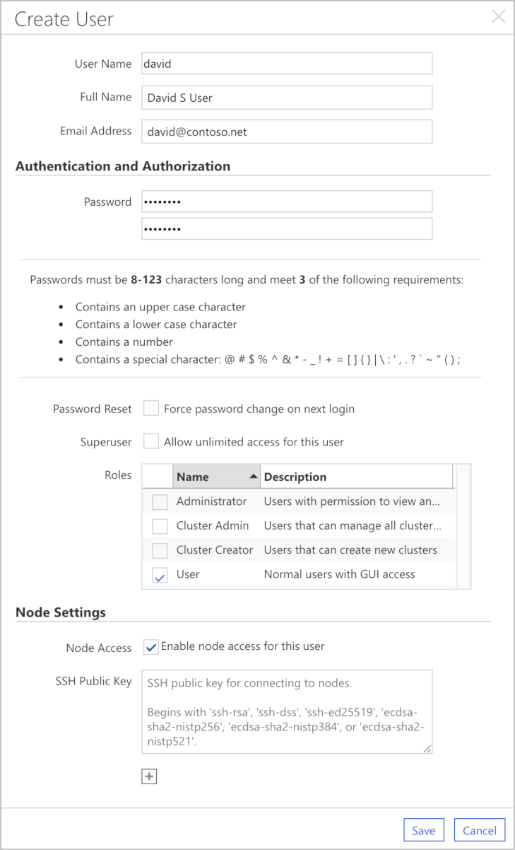 Create User Dialog