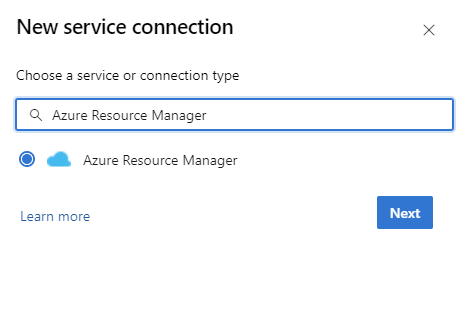 Azure Resource Monitor 서비스 연결을 추가하는 방법을 보여 주는 스크린샷