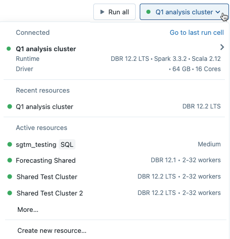 Databricks Runtime ML 버전 보기