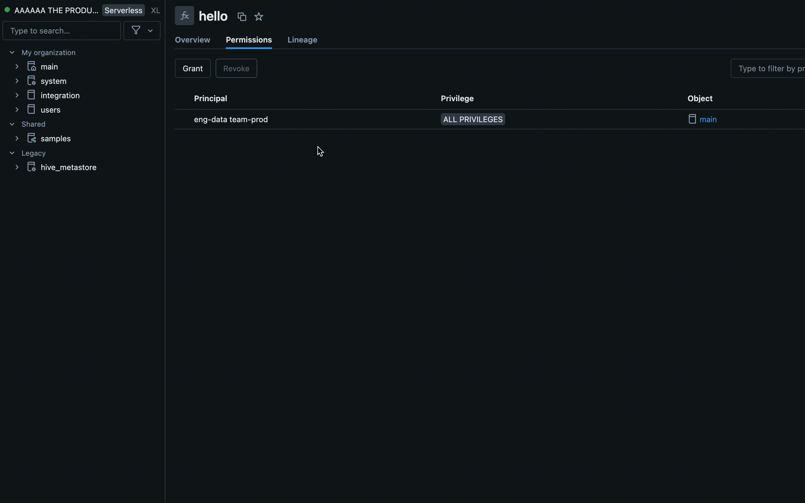 작업 영역 UI 권한