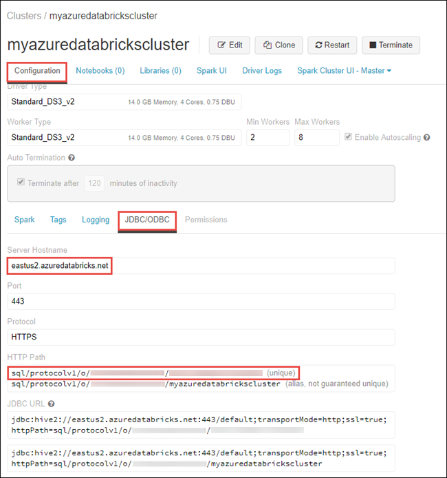 Databricks 구성 가져오기