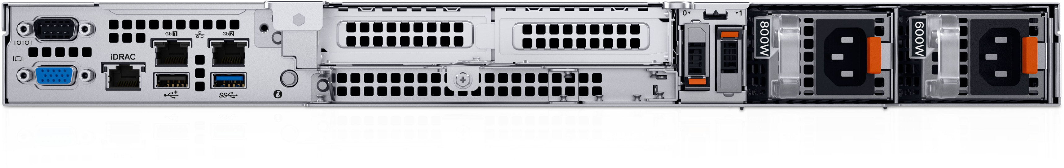 Dell PowerEdge R360 백 패널의 사진.