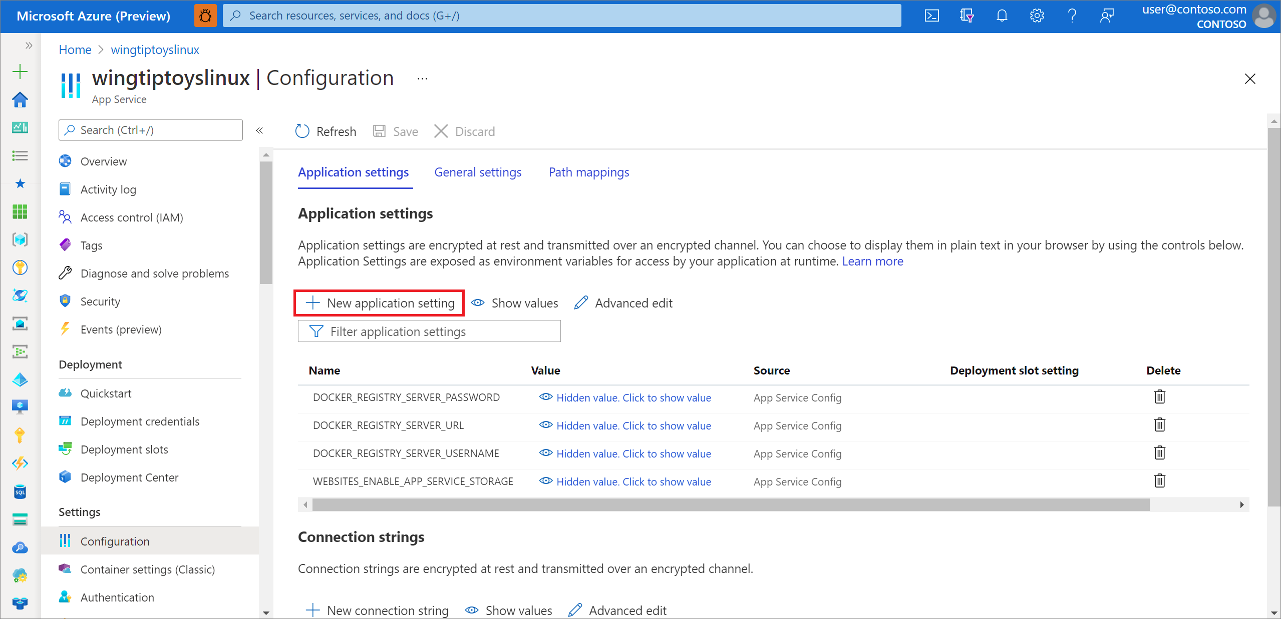 Azure 포털에서 사용자 지정 포트 번호 저장