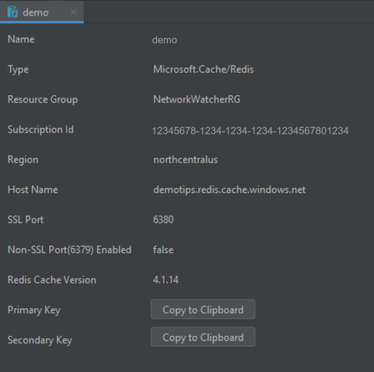 Redis cache properties