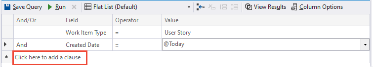 새 절을 추가하는 Visual Studio 쿼리 편집기 스크린샷