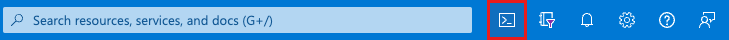 Azure Portal 도구 모음의 Azure Cloud Shell 단추 스크린샷