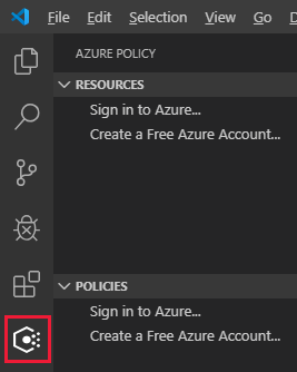 Visual Studio Code 및 Azure Policy 확장의 아이콘 스크린샷.