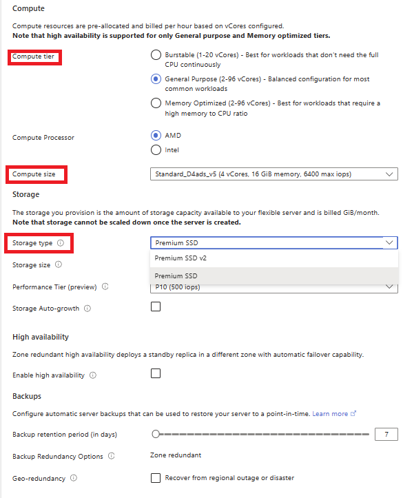 Azure Database for PostgreSQL 유연한 서버에 대한 스토리지 크기 조정