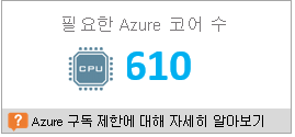 Deployment Planner에 필요한 Azure 코어 수