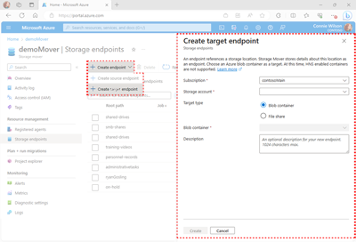 Screenshot of the Endpoint Overview page highlighting the location of the Create Endpoint list.