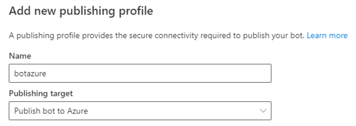 Screenshot displaying the Name and Publishing target fields.