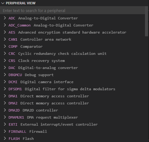 Visual Studio Code의 주변 장치 보기 스크린샷