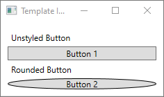 템플릿 타원 단추가 하나 있는 WPF 창