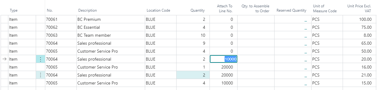 Image that shows an example of an extended Price List page.