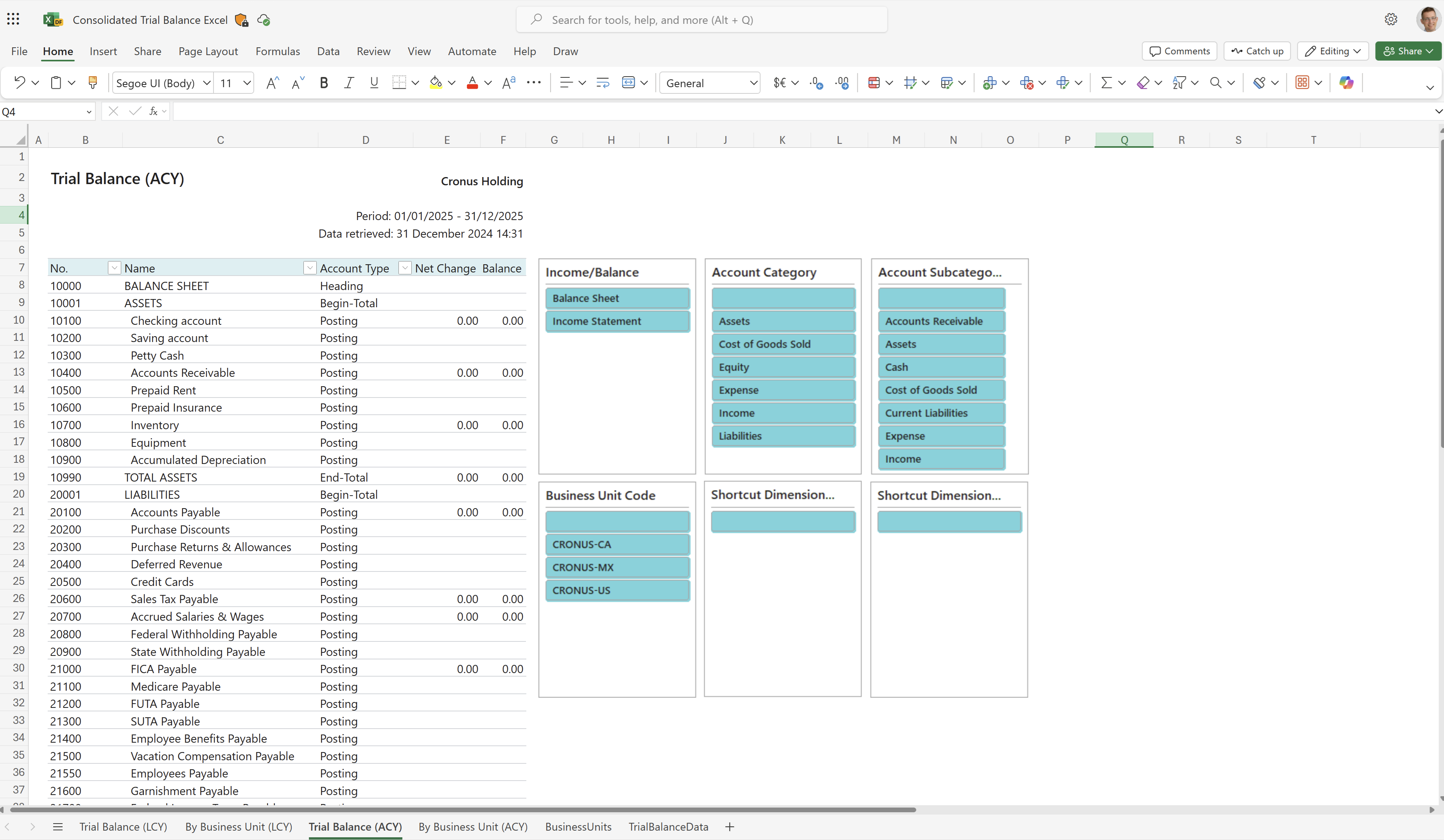 Screenshot of the Trial Balance (ACY) worksheet