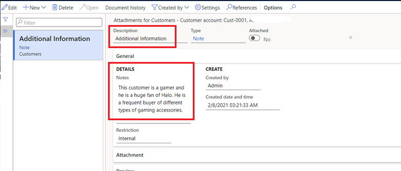 Customer Engagement 앱의 메모.