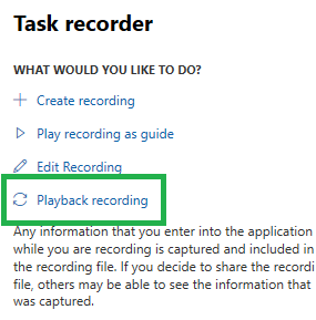 Playback recording option.