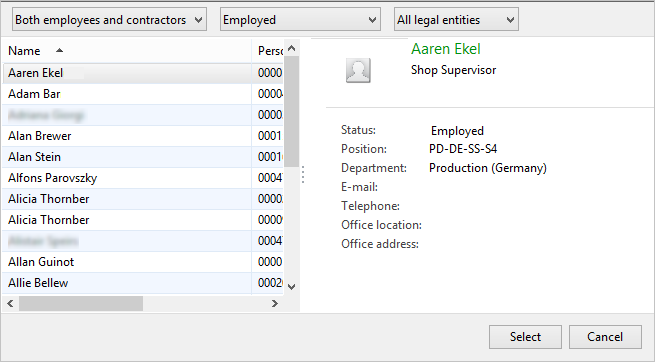 Example of lookup form with preview.