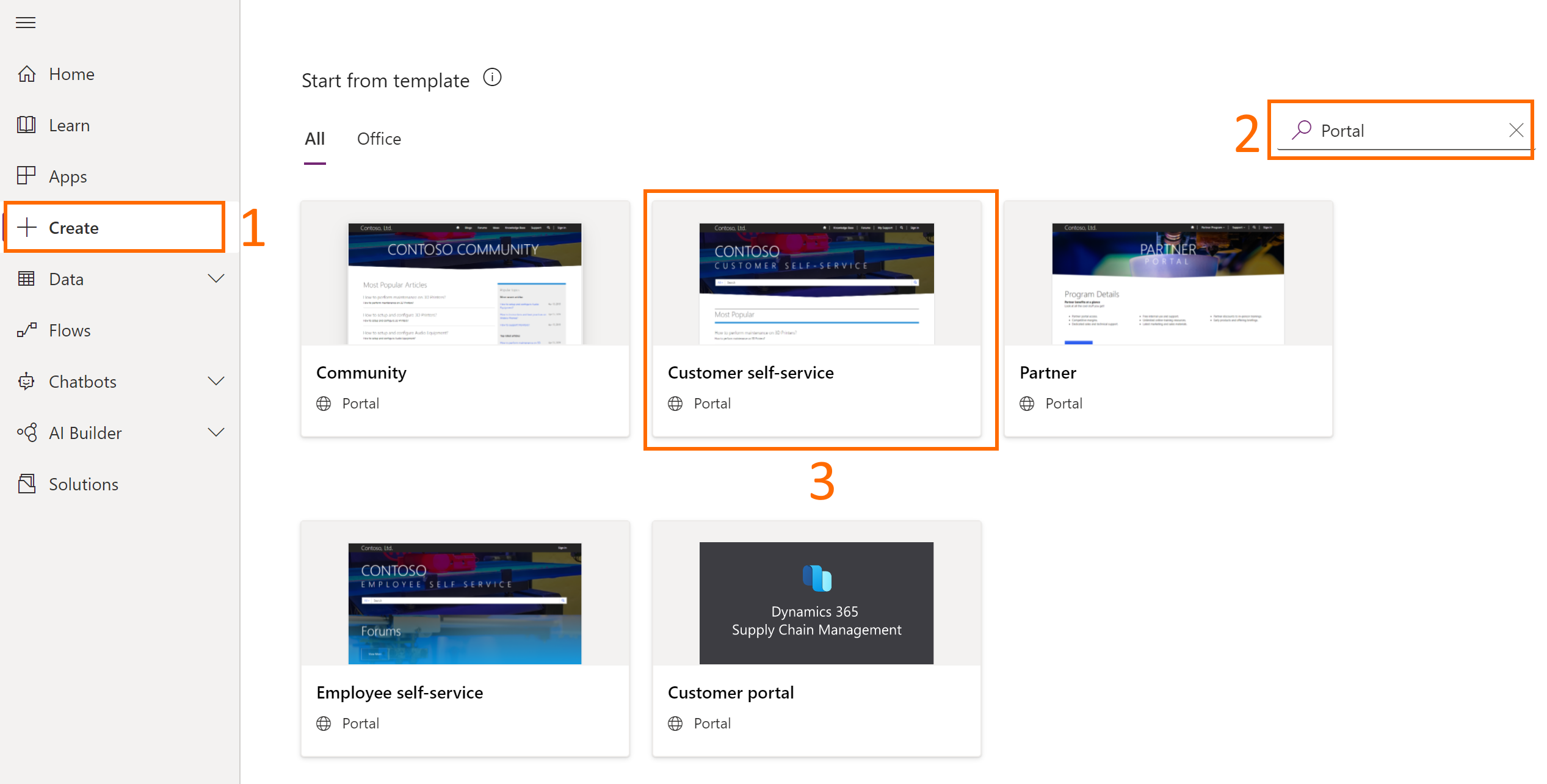 Dynamics 365 포털 템플릿