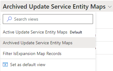 A screenshot showing how to view archived entity maps.