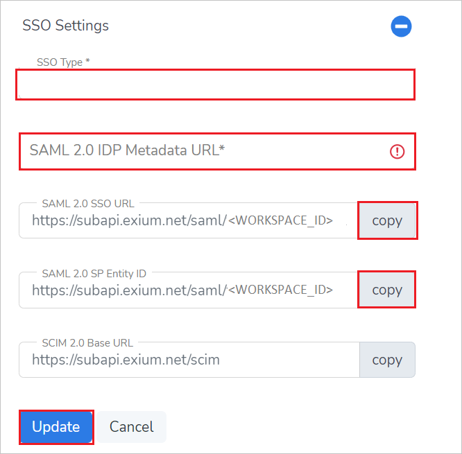 SSO 설정 스크린샷