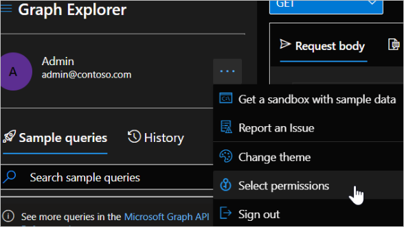 Microsoft Graph 설정 옵션의 스크린샷