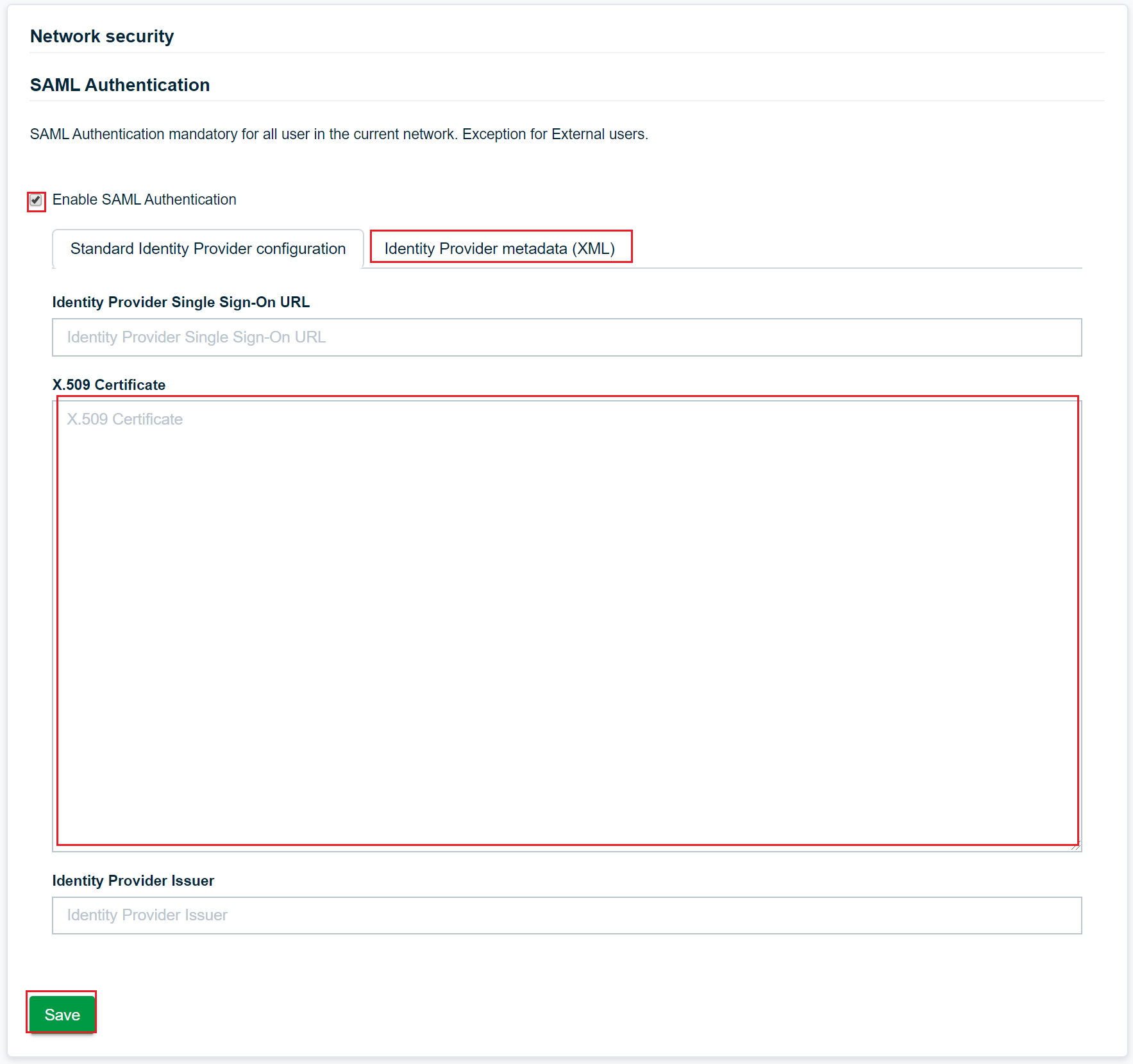 SAML 인증 링크