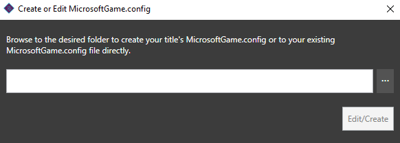 MicrosoftGame.config Editor의 초기 창