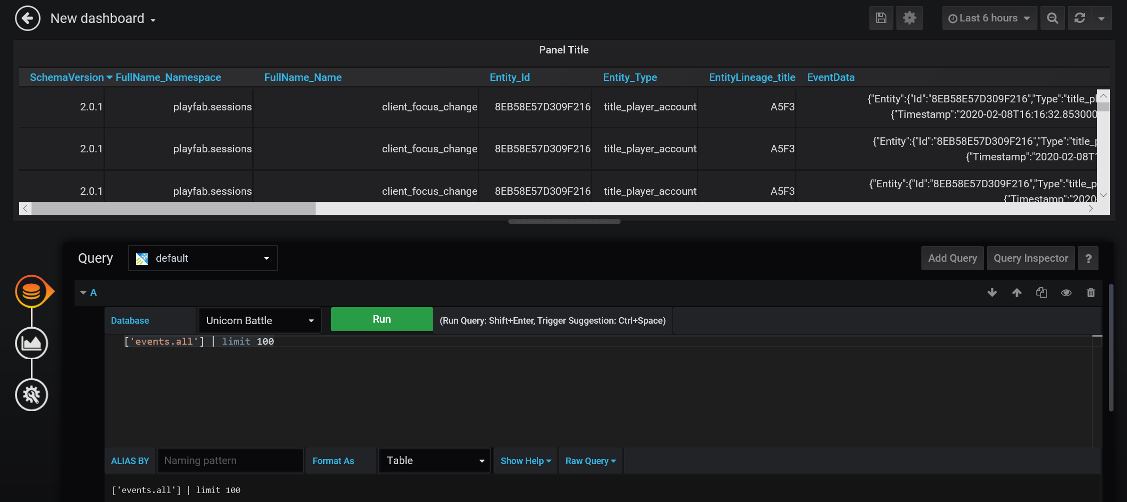 Grafana 실행 쿼리