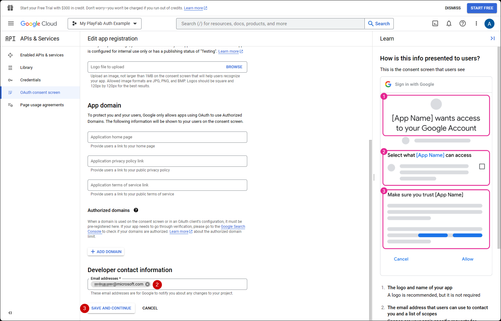 Google API Manager OAuth 동의 화면 구성 2