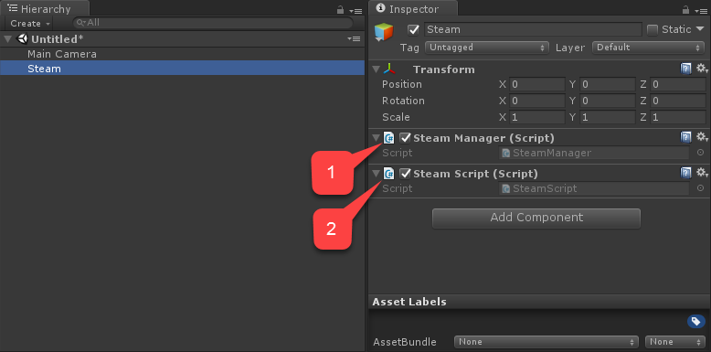 Unity 프로젝트 - Steam 개체 추가