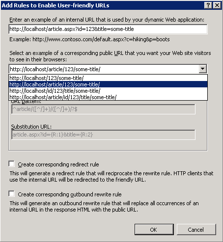 User-Friendly 규칙을 사용하도록 설정하기 위한 규칙 추가 대화 상자의 스크린샷