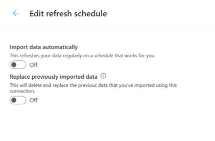 Screenshot of the Edit refresh schedule popup.