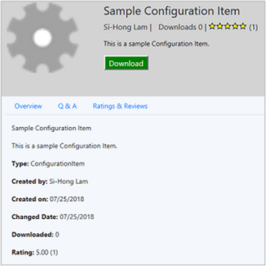 Configuration Manager 콘솔, 커뮤니티 작업 영역, 허브 노드, 세부 정보 페이지