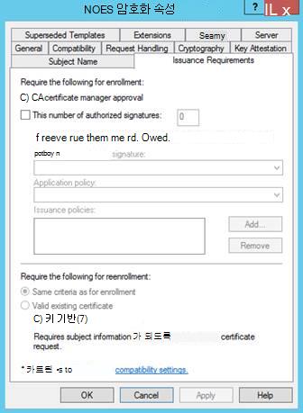 Template, issuance requirements tab