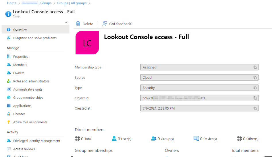 Microsoft Entra 그룹 개체 ID