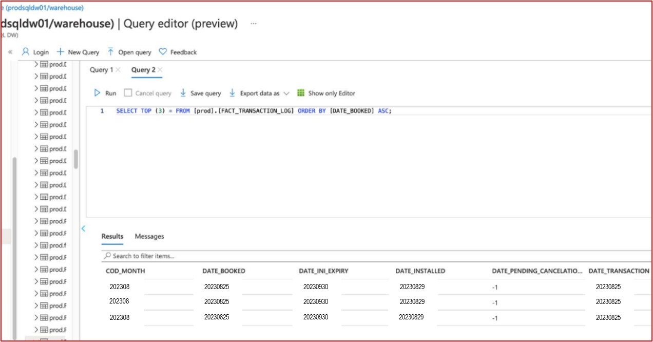 SQL 쿼리 편집기.