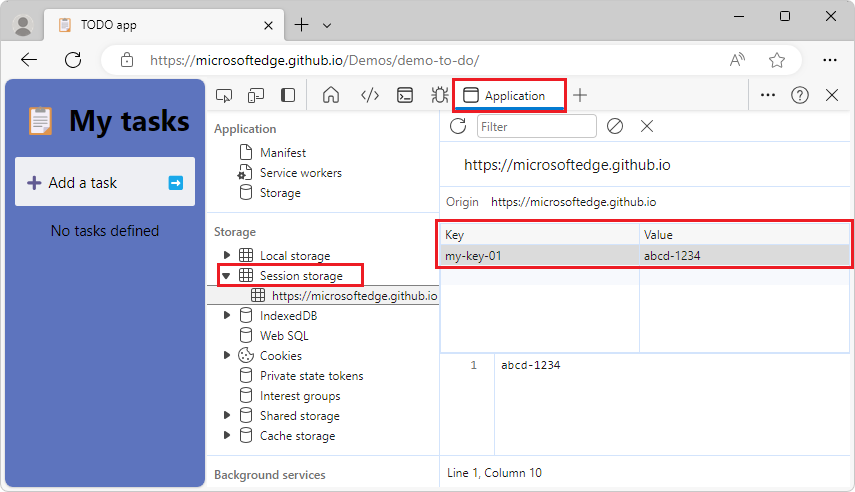 The empty part of the table to double-click in order to create a new key-value pair