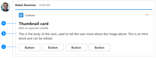 The screenshot shows the anatomy of an Adaptive Card.