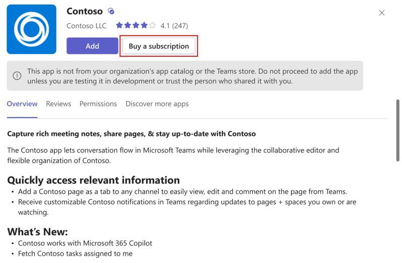 Screenshot shows the Buy a subscription option.