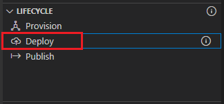 Screenshot shows the Deploy option under LIFECYCLE.