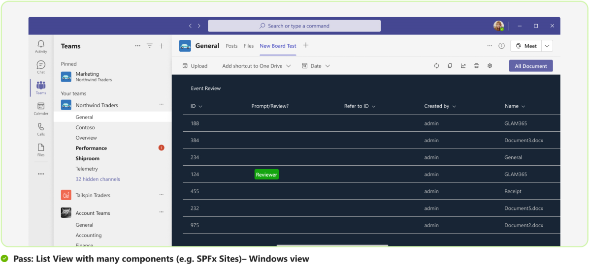 Graphic shows an example of list view with many  components.